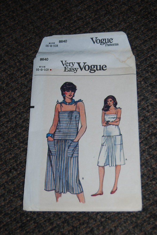 Very Easy Vogue 8640 uncut pattern Strappy Drop Waist Sundress Size 6-10