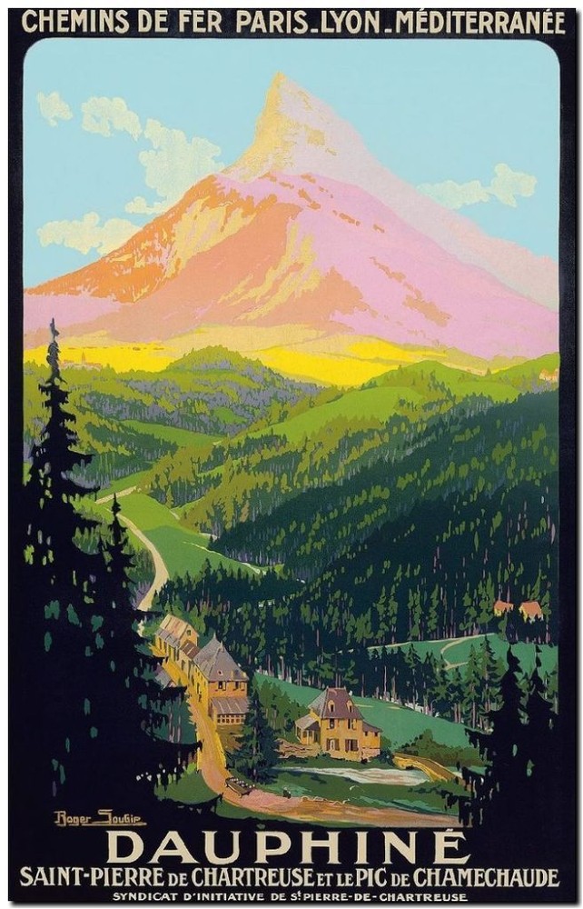 Cool Retro Travel Poster *FRAMED* CANVAS ART Dauphine Europe 16