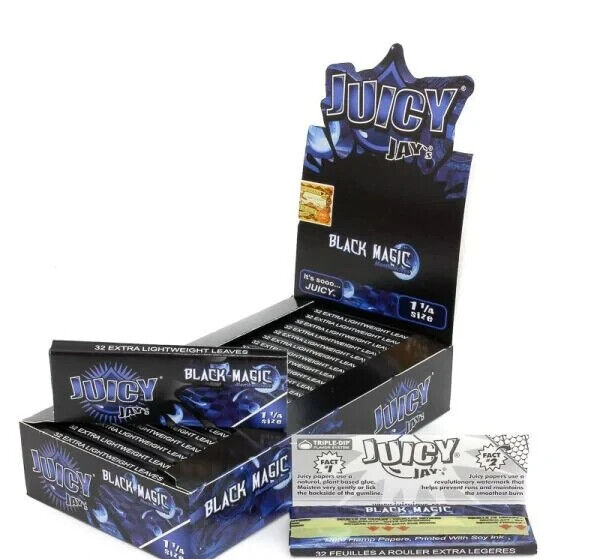 Juicy Jay’s Flavored Rolling Papers – Black Magic – 1 1/4 -24pks per display