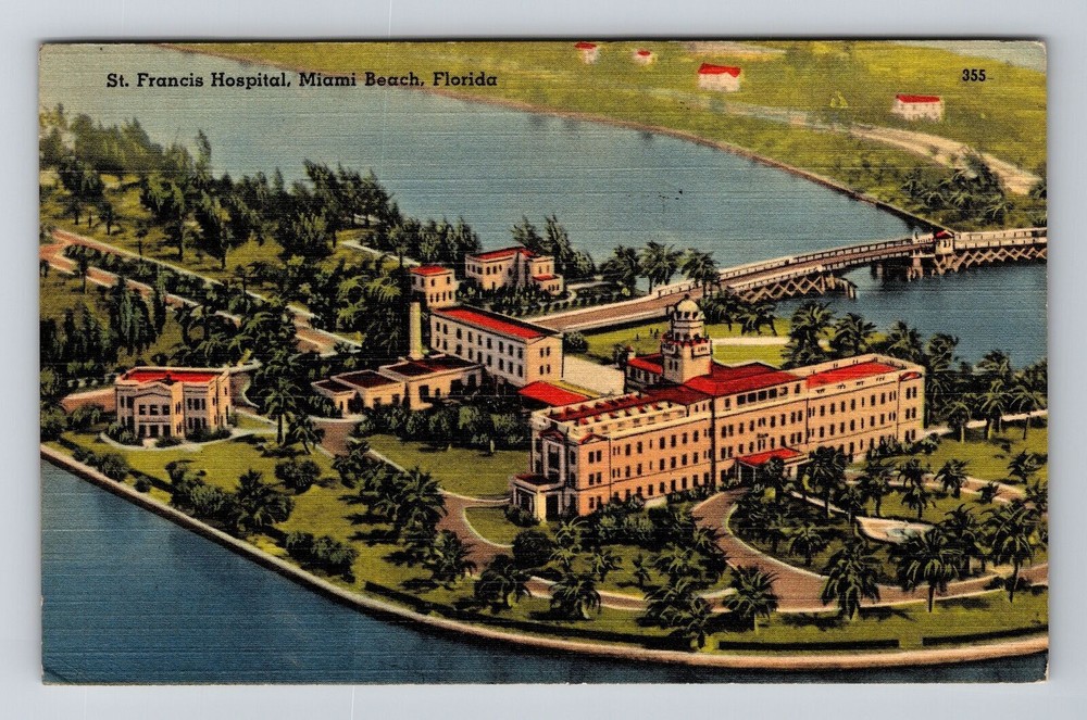 Miami Beach FL-Florida, St. Francis Hospital, Vintage Postcard