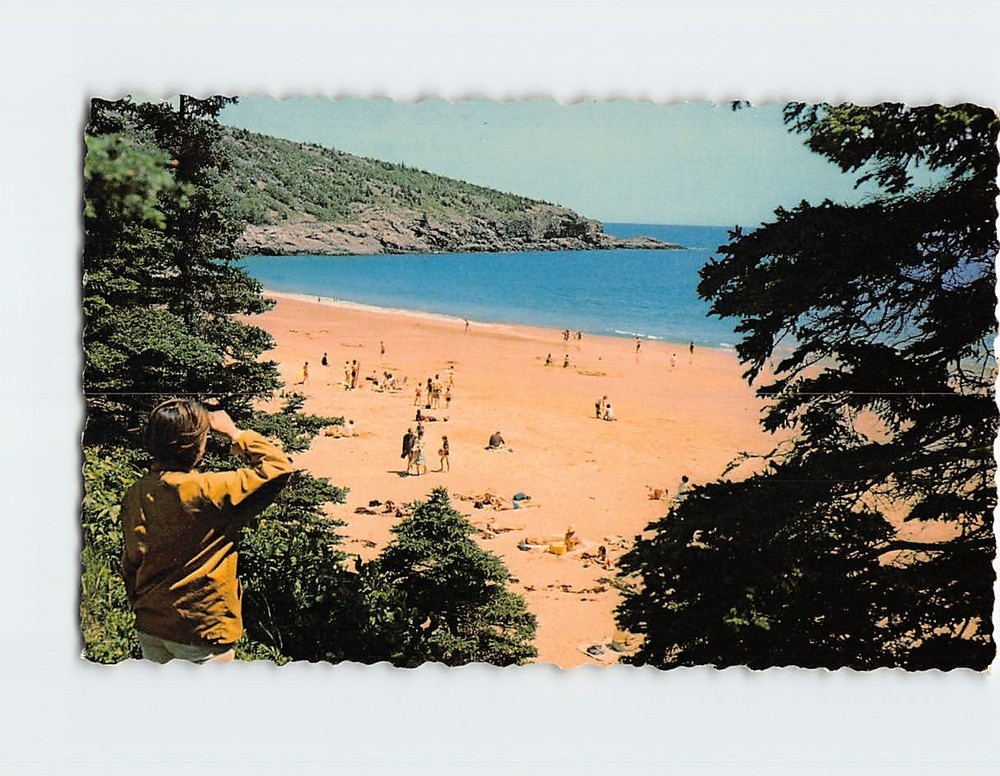 Postcard Sand Beach Acadia National Park Mount Desert Island Maine USA-image