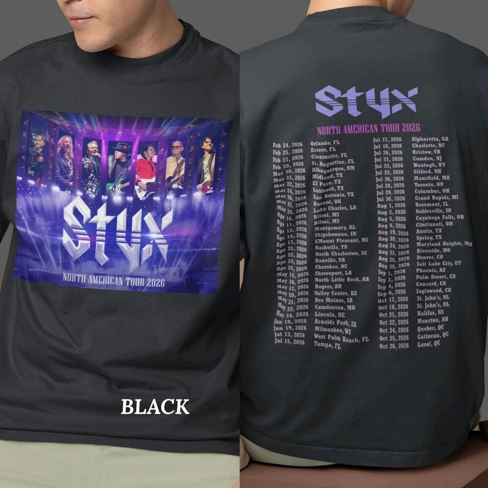 STYX 2026 Tour Dates Double Sided T-Shirt Reprint
