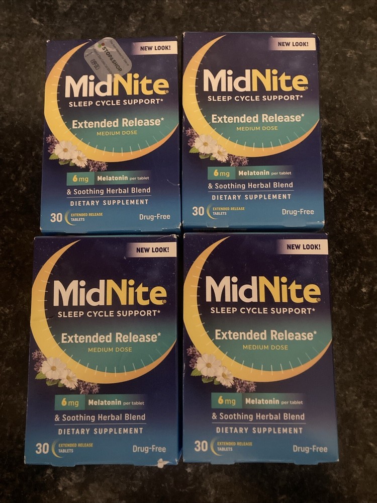 4-Pack MidNite 6mg Extended-Release Melatonin, 120 Tablets Total, BB 4/2025+  