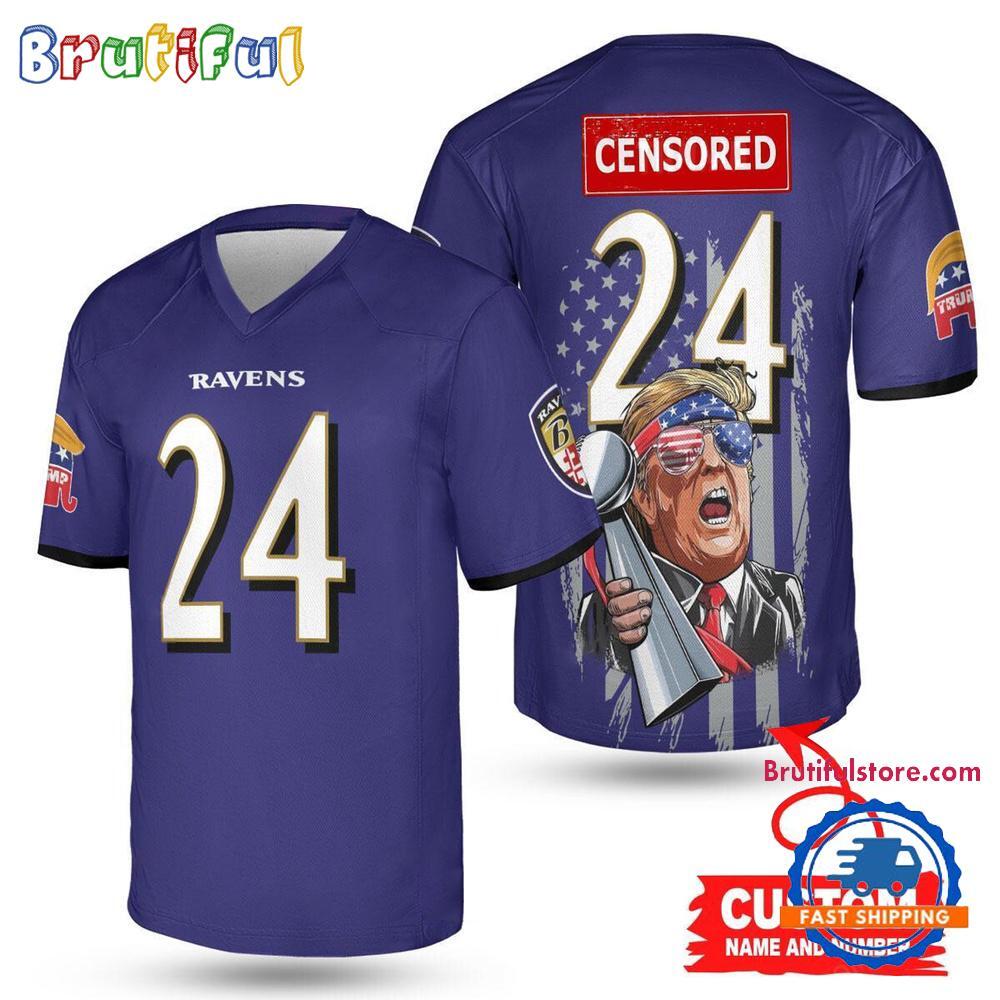 Baltimore Ravens Donald Trump Super Bowl Trophy Football Jersey