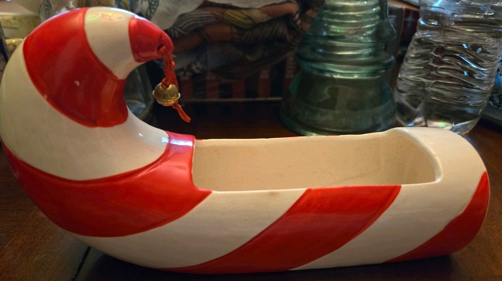Holt Howard Ceram8c Candy Cane Dish 1960 With HH Paper Tag 8
