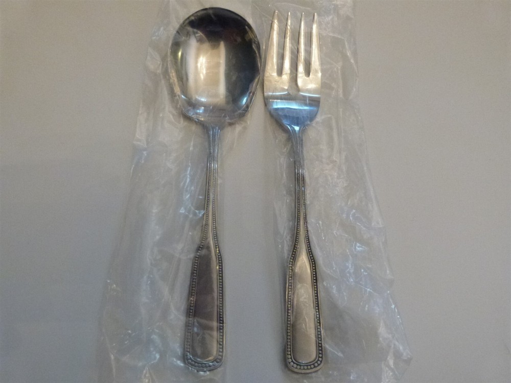 NEW VINTAGE 1776 Stainless Flatware by SALEM SALAD SERVING FORK & SPOONS 8.5