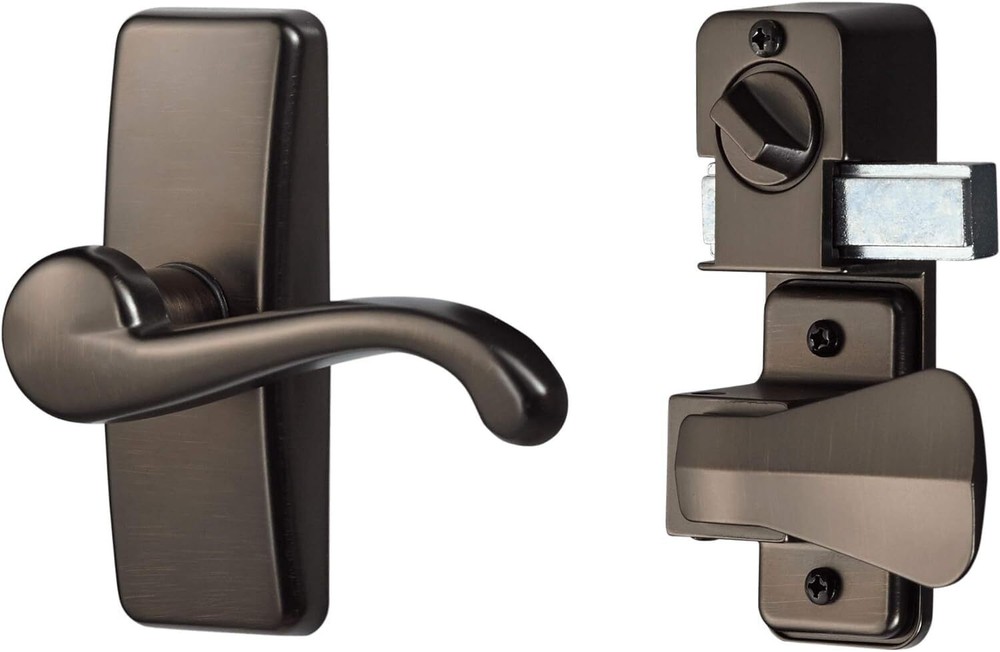 Ideal Security Door Lever with Deadbolt Lock for Storm and Screen Doors, Oil ...