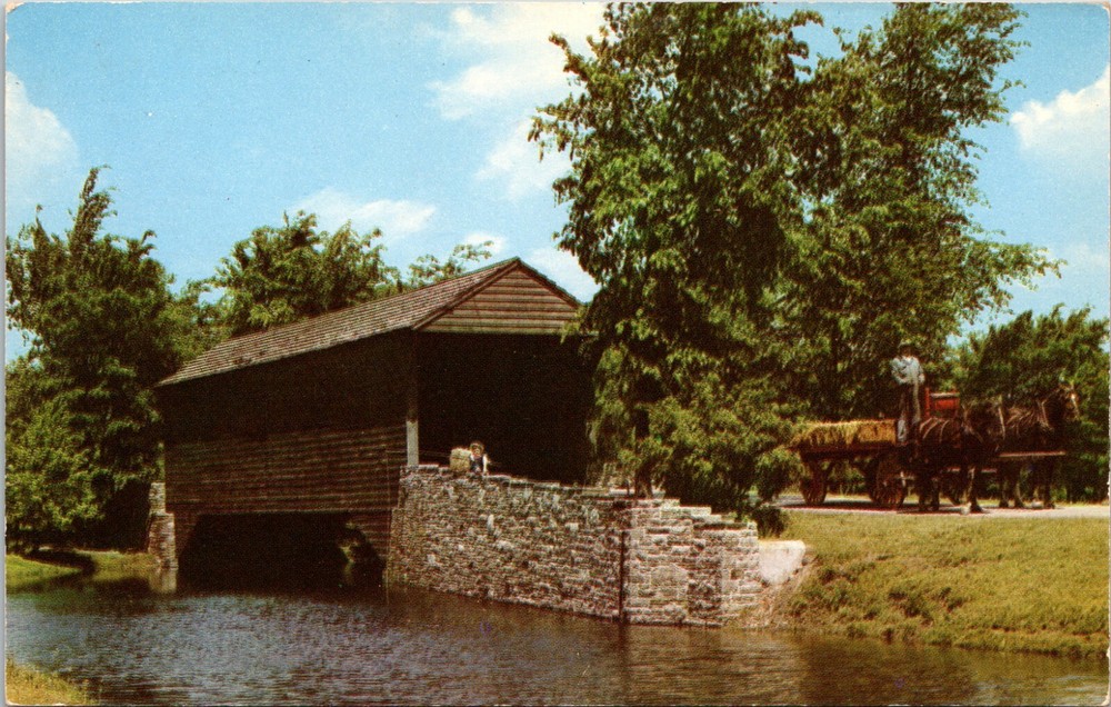 Covered Bridge Greenfield Village Dearborn Michigan Vintage Postcard