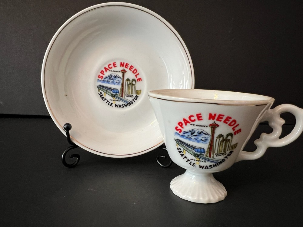 Vintage Space Needle Seattle Washington Tea Cup and Saucer Set Made in Japan