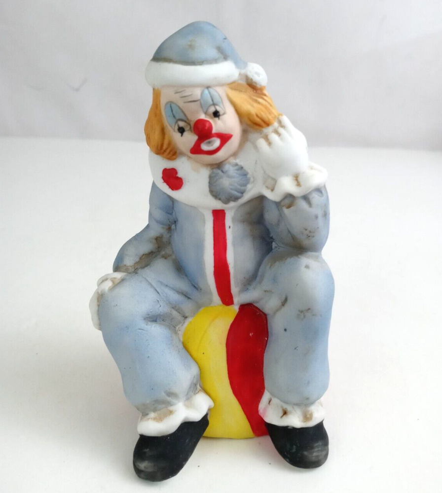 1986 Memphis Import Co Hand Painted Porcelain Clown Bell Figurine 5.25 Inches