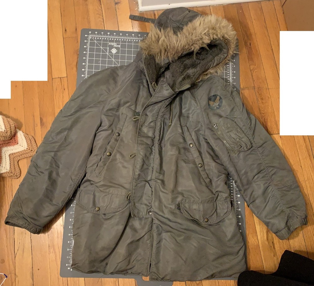 50's US Air Force Early N-3B Snorkel Bulb Arms Parka Flyer's Anorak - M