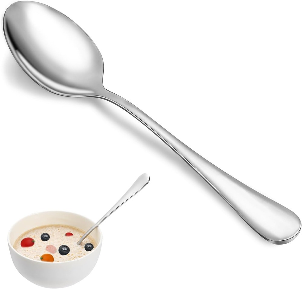 24 Pcs Dinner Spoon Set,Premium Food Grade Stainless Steel Silver