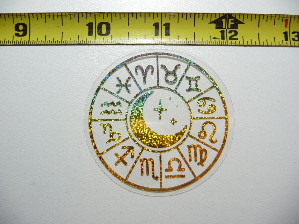 Holographic Zodiac Wheel Sticker Decal for Horoscope Birth Month Signs  