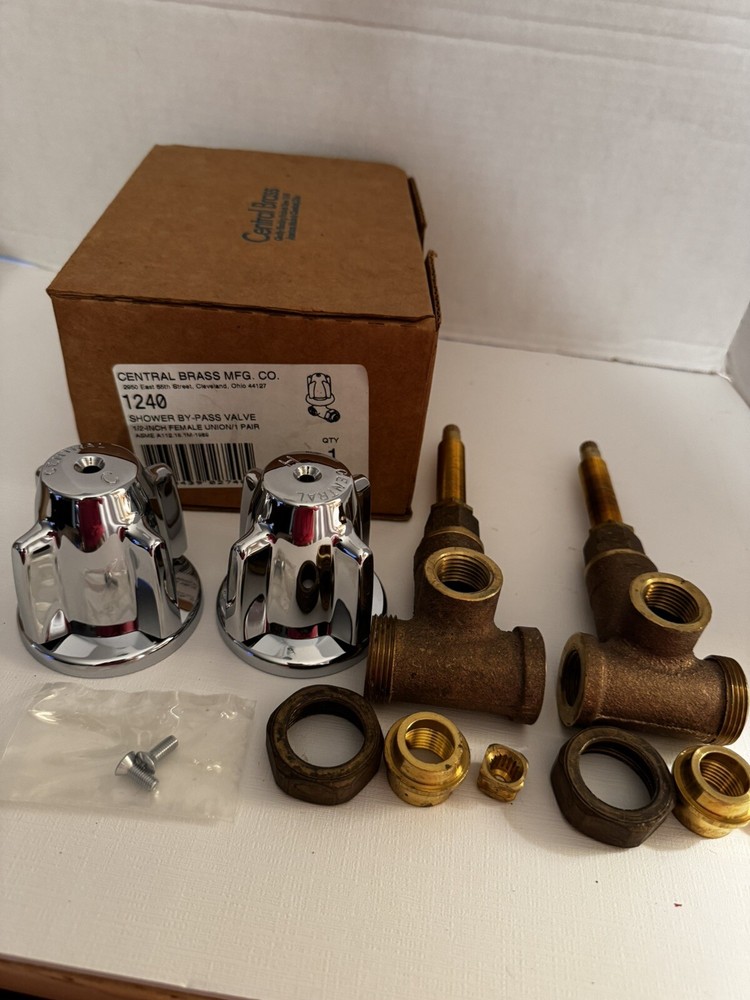 Central Brass Chrome Brass Shower By Pass Valve 1240 1/2