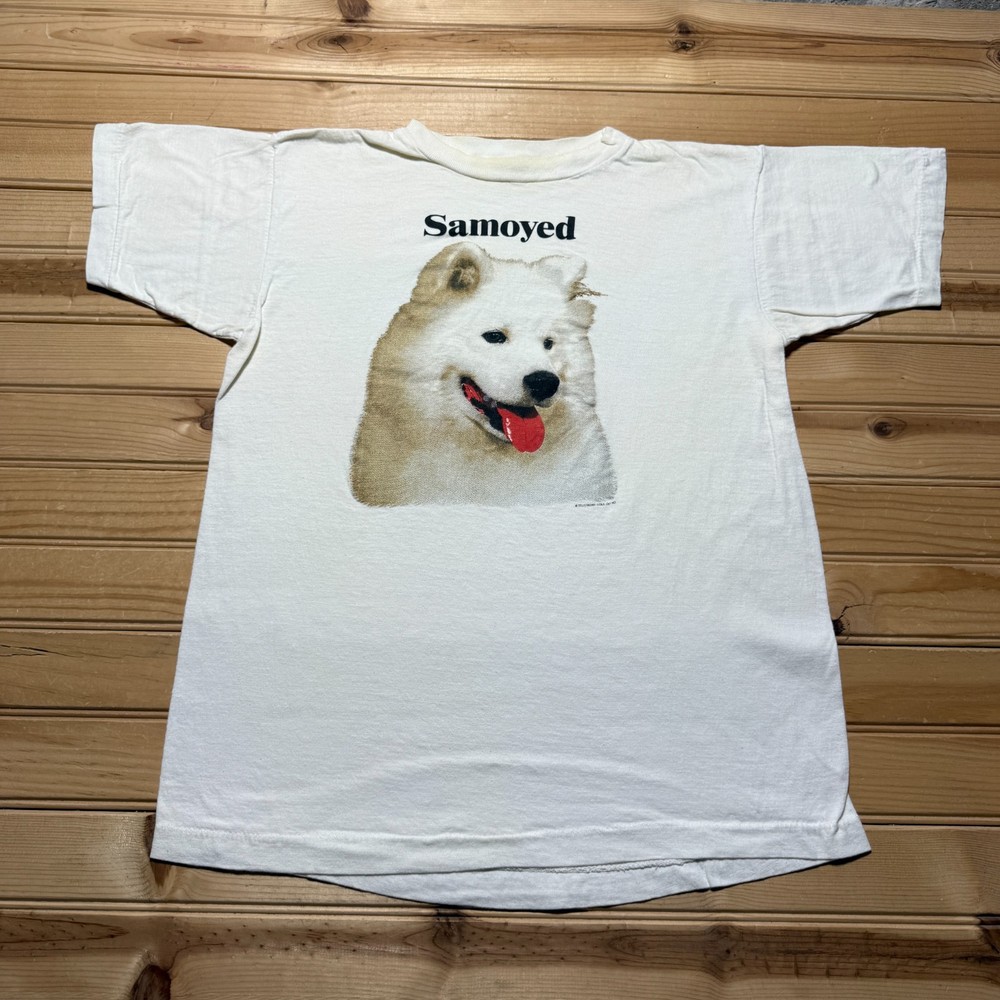 Vintage 90s Samoyed Herding Dog Breed Pet Single Stitch Graphic T-Shirt - Medium
