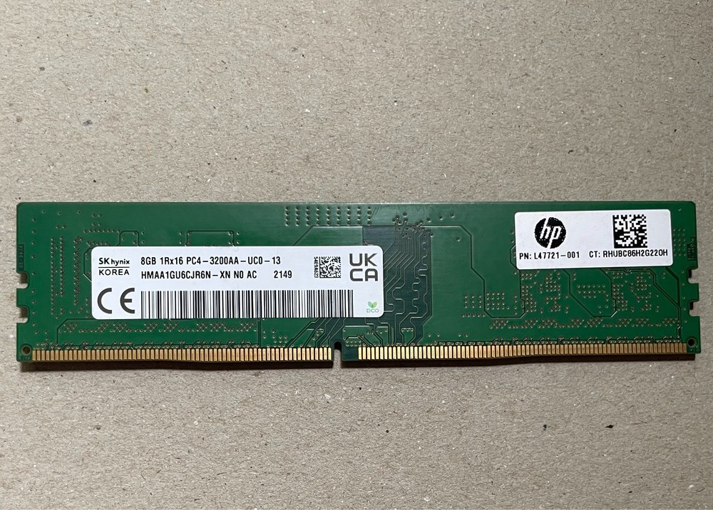 SK Hynix 8GB DDR4 RAM PC4-3200AA-UC0-13 Desktop Memory HMAA1GU6CJR6N-XN L47721-0