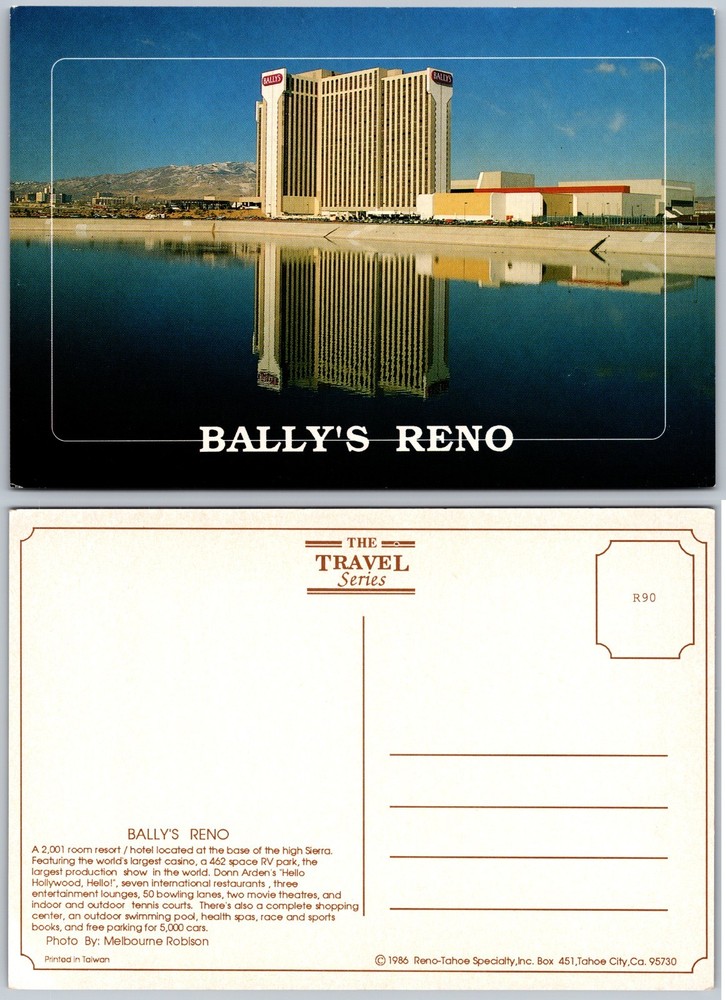 Continental Ballys Reno Nevada Hotel Casino Postcard