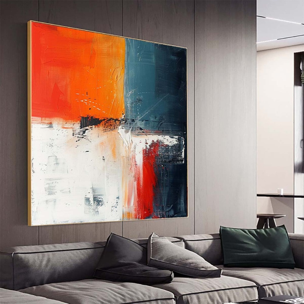 Hand Painted Abstract Painting Texture Acrylic Modern Art Oil Painting red blue