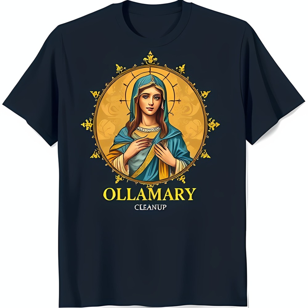 Stylish Black T-Shirt with Graphic & 'Ollamary Cleanup' Text