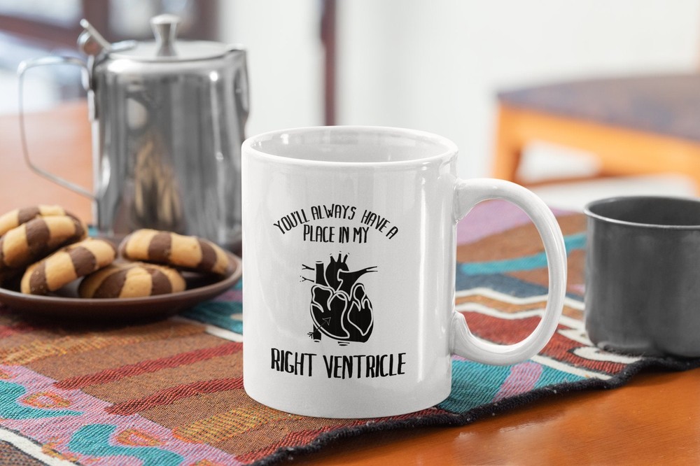 Funny Heart-Themed Medical Coffee Mug – You Belong in My Right Ventricle  