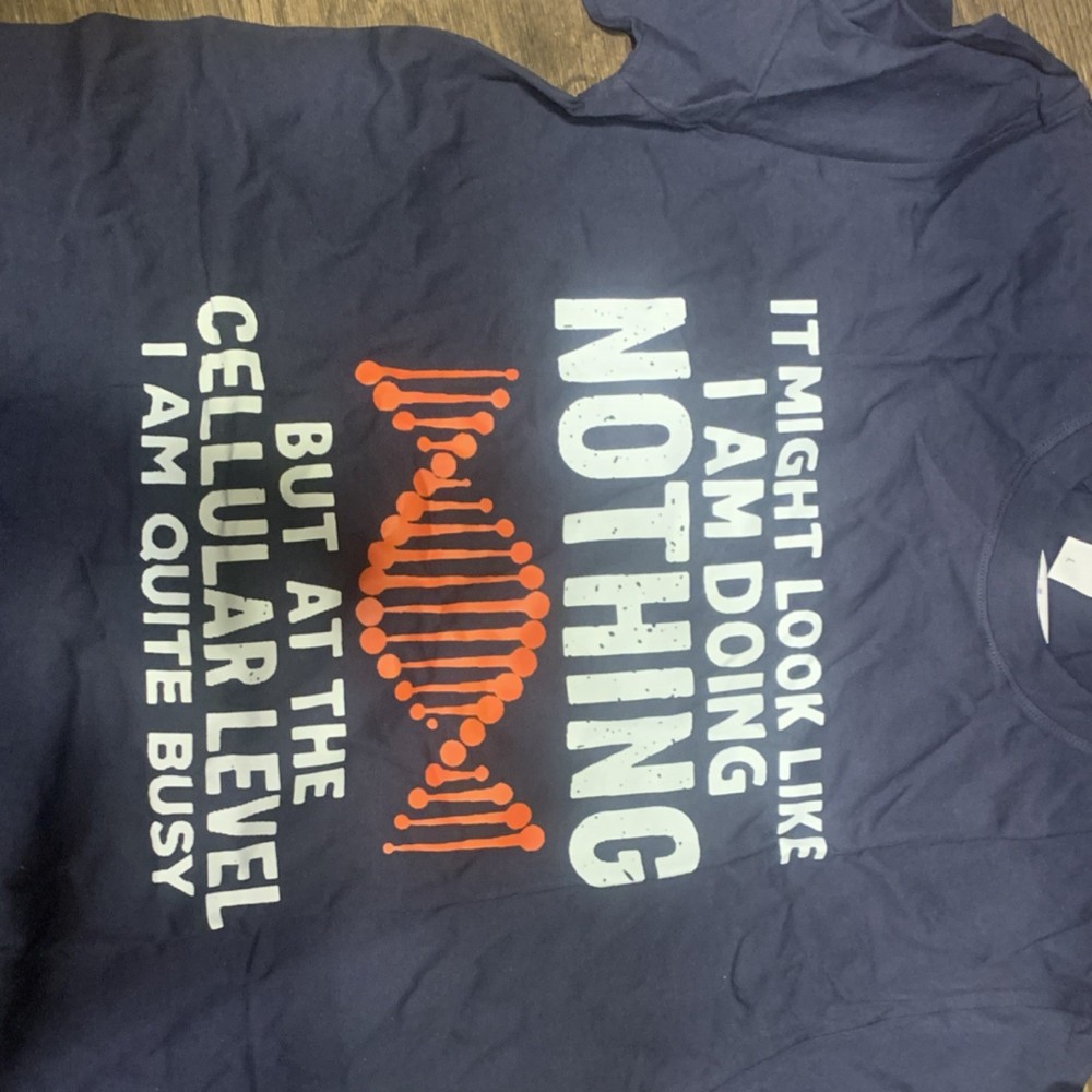 Men's Blue Funny Graphic Quote T-Shirt Crew Neck Short Sleeve Cotton Knit L