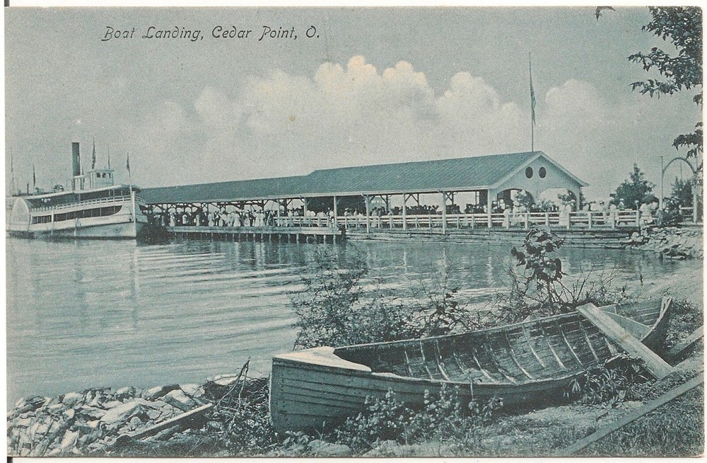 Boat Landing at Cedar Point OH Postcard Amusement Park
