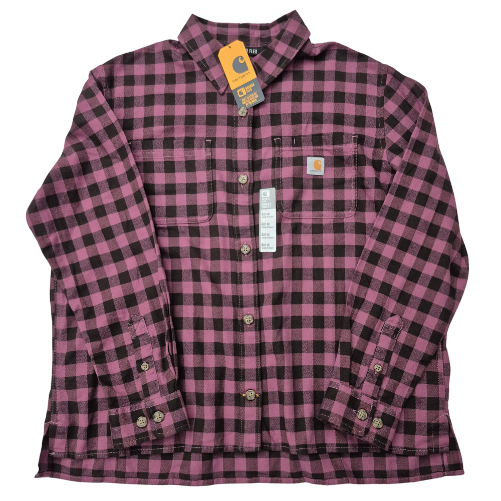 Carhartt Womens Rugged Flex Loose Fit Midweight Flannel Shirt Long Sleeve Plaid
