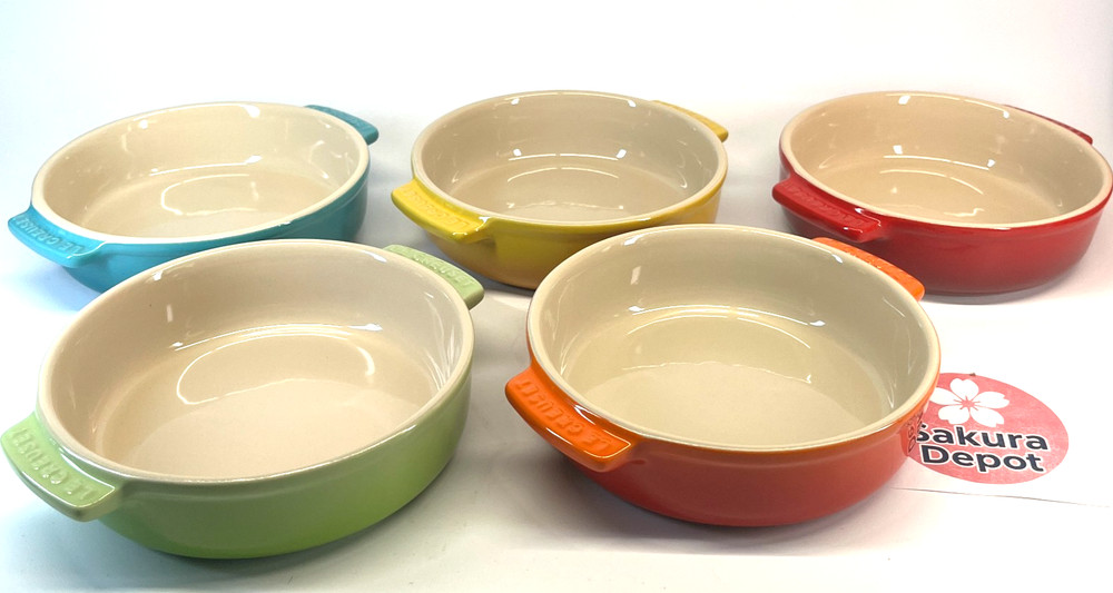 Le Creuset Tapas Dish 14cm Rainbow Set of 5 Stoneware Deep Plates Japan New