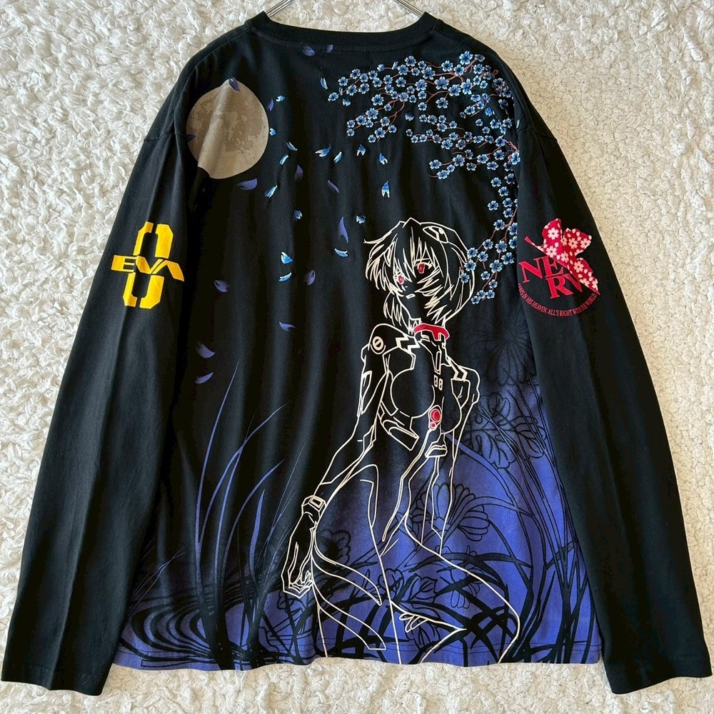 Nishiki Evangelion Rei Ayanami Embroidery Long Sleeve Shirt Black Japan XXL