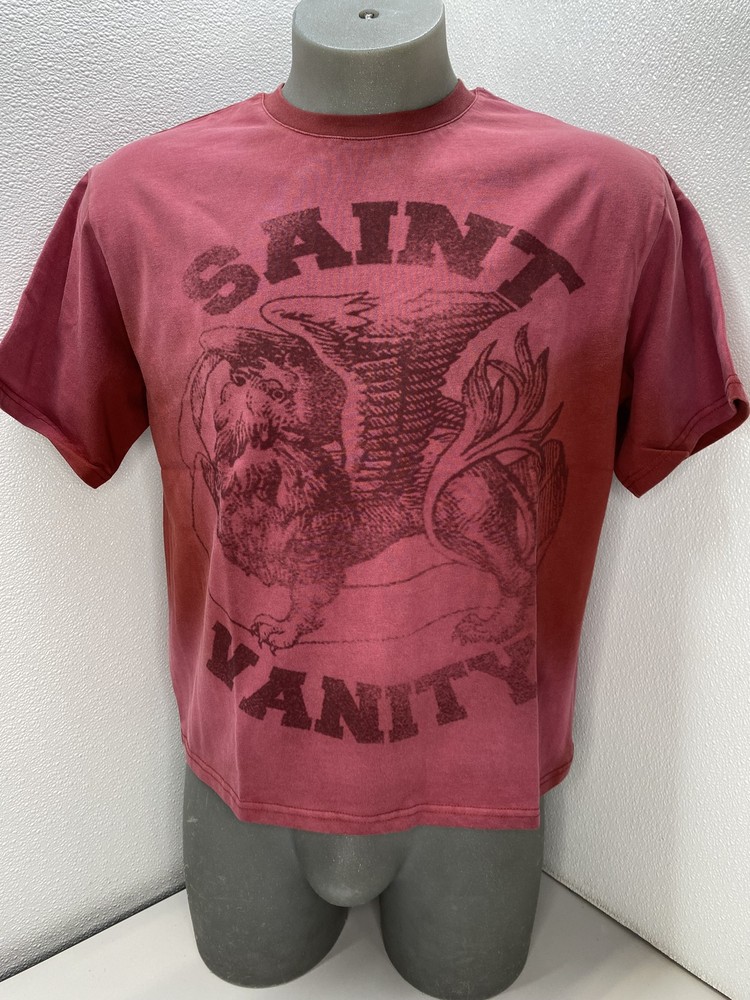 Saint Vanity Mens T-Shirt Red Size S Griffin Logo Vintage Short Sleeve Cotton