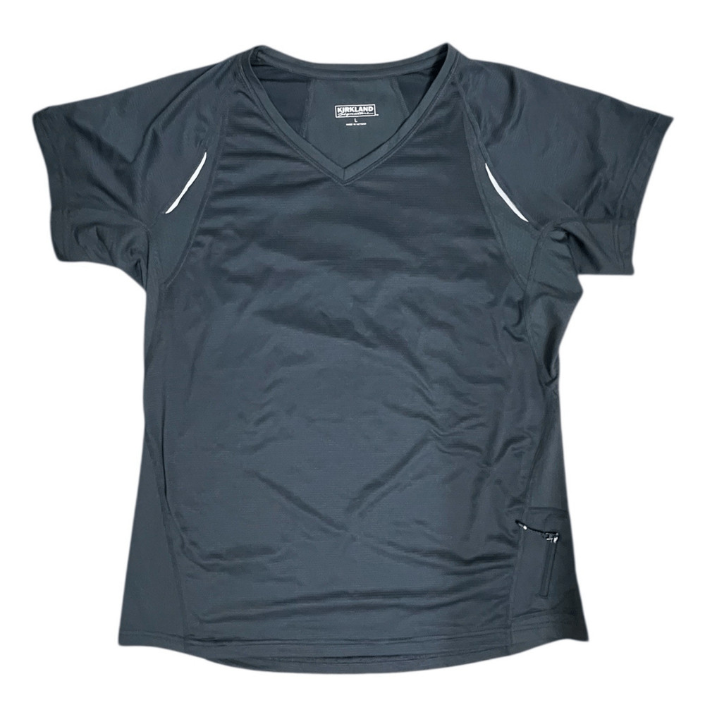 Kirkland Signature Athletic Shirt Women Size L Gray Short Sleeve