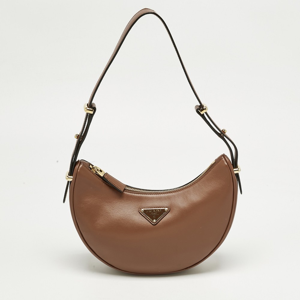 Prada Brown Leather Arque Hobo
