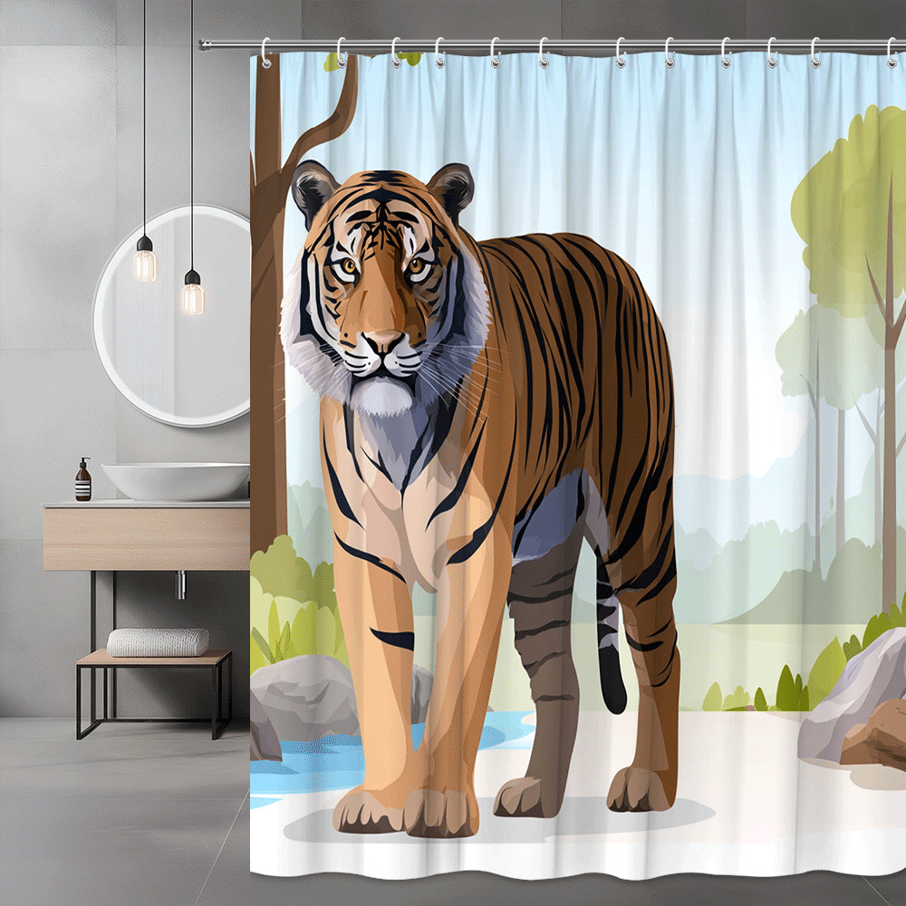 Tiger Shower Curtain Jungle Wildlife Animal Print