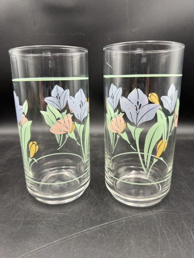 Vintage Corelle Friendship Tumblers/Glasses 16 oz Set of 2 Grandmacore FLAW