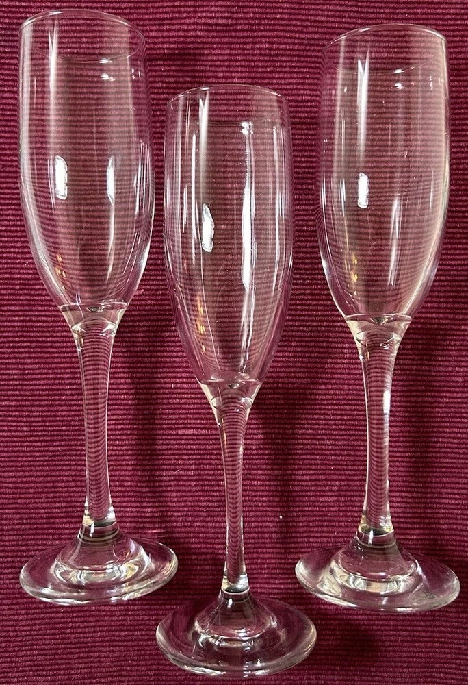 Libbey Champagne Flutes 6oz Clear Glasses 3 Piece Set Replacements Vintage