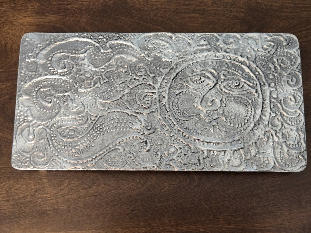 Don Drumm Aluminum Sun Signed Cast Aluminum Art Sculpture Trivet 5.75”X 11.5”X1”