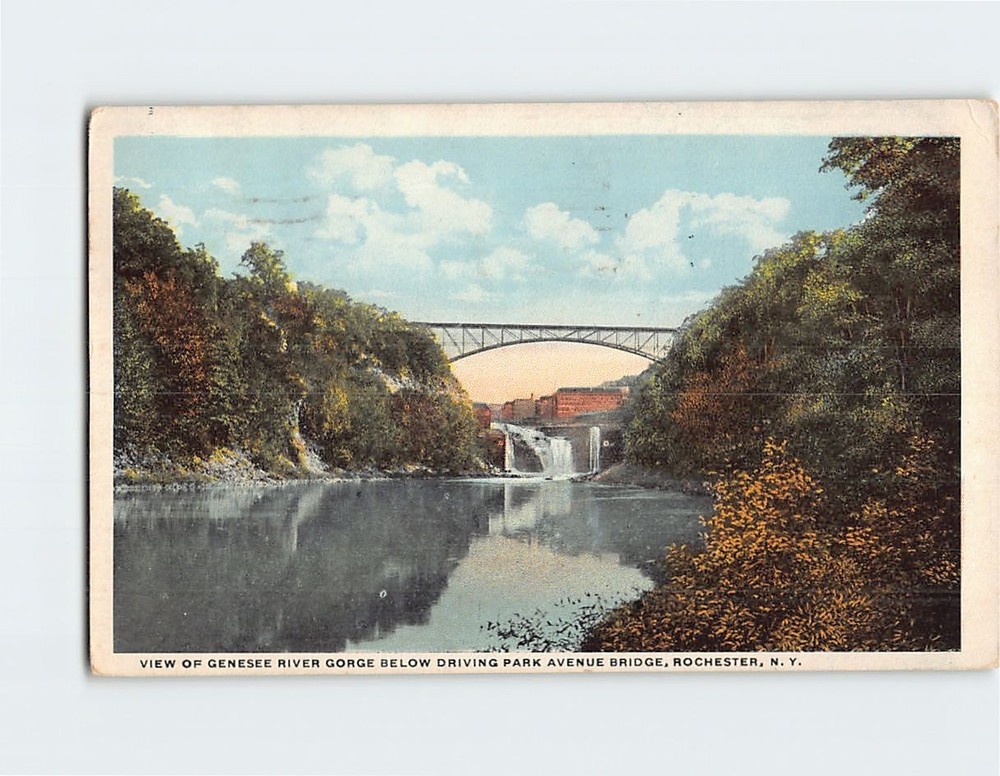 Postcard View Of Genesee River Gorge Below Driving Park Avenue Bridge NY USA
