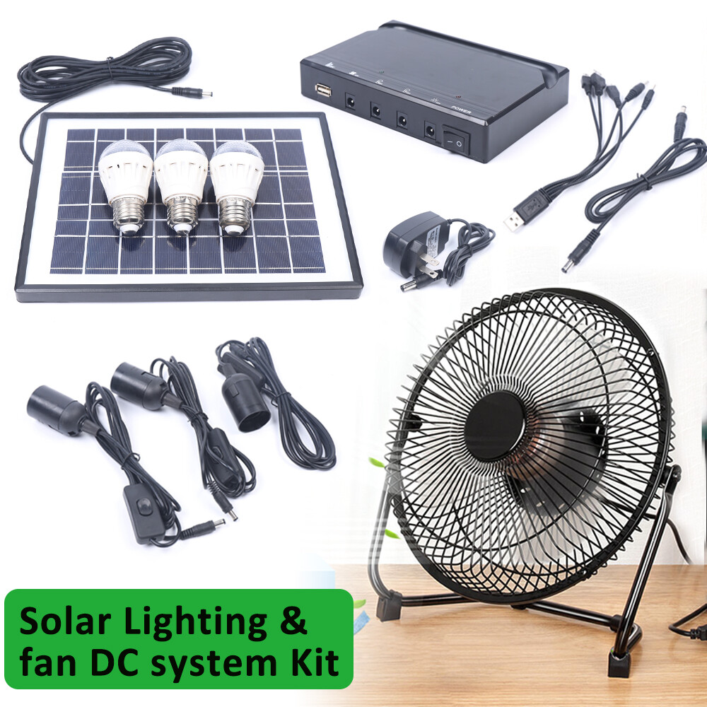 Portable Solar Power Kit with USB Charger and LED Light for Camping  