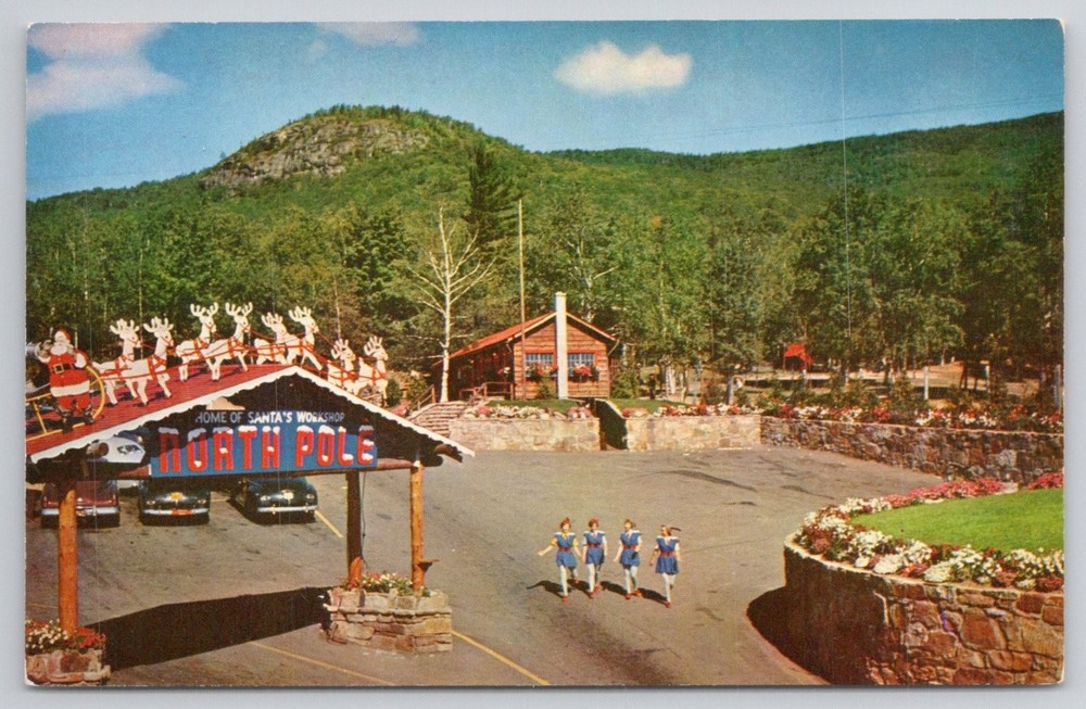 Vintage Santa's Workshop North Pole NY Entrance Gate Postcard Mike Roberts