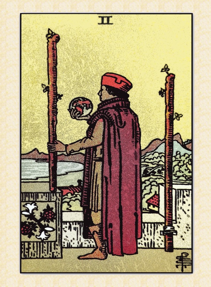 Vintage Tarot Card Two of Clubs Wand Home Wall Art Decor Poster 11401
