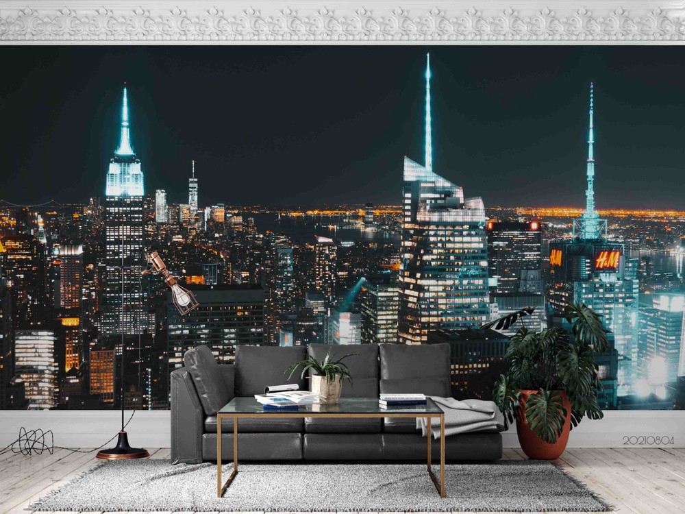 3D City Architecture Night View Wall Murals Wallpaper Murals Wall Sticker 2