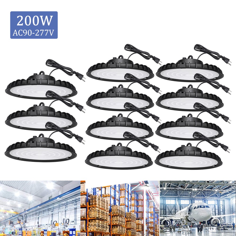 10Pack 200W UFO Led High Bay Light Factory Warehouse Industrial Commercial Light