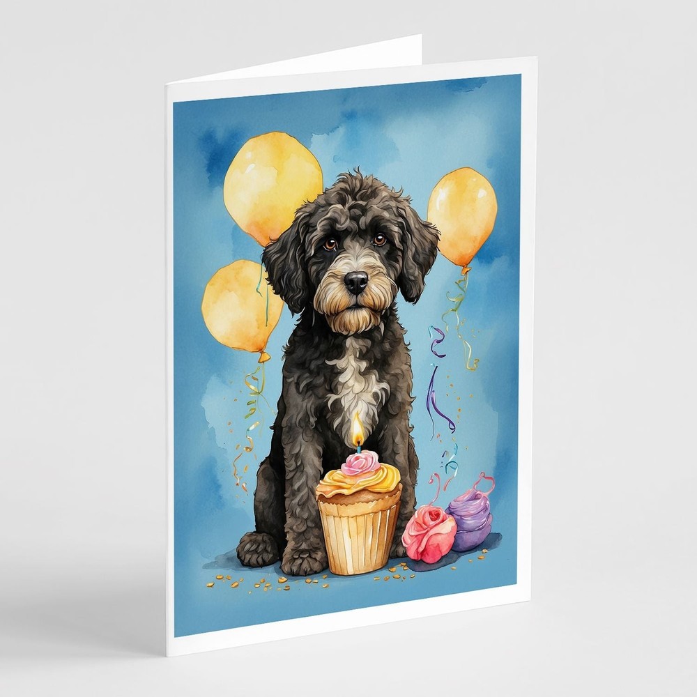 Portuguese Water Dog Happy Birthday Greeting Cards Pack of 8 Blank Cards with