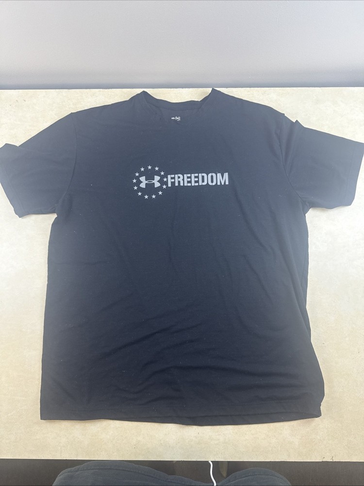 Under Armour Men's Freedom Banner Flag Graphic T-Shirt Black Men’s 2XL