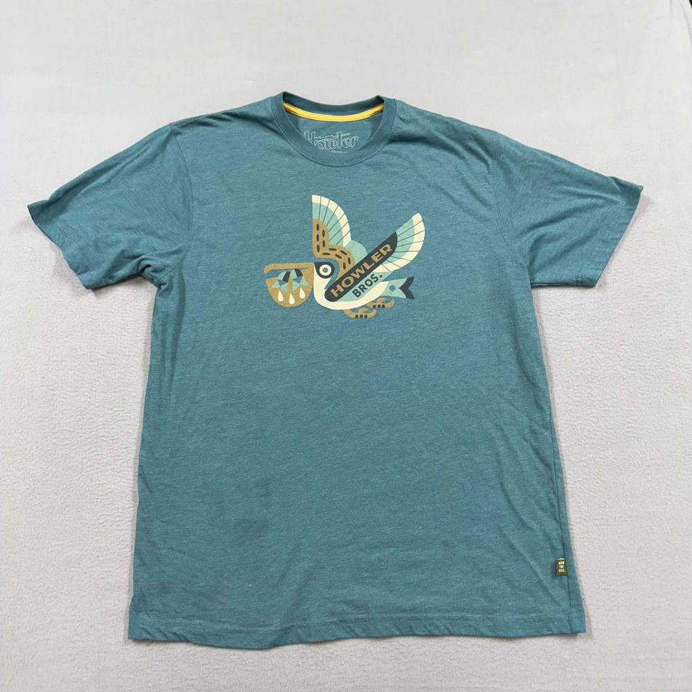 Howler Bros Shirt Mens XL Blue Heather Bird Logo Graphic Tee Tagless Crewneck