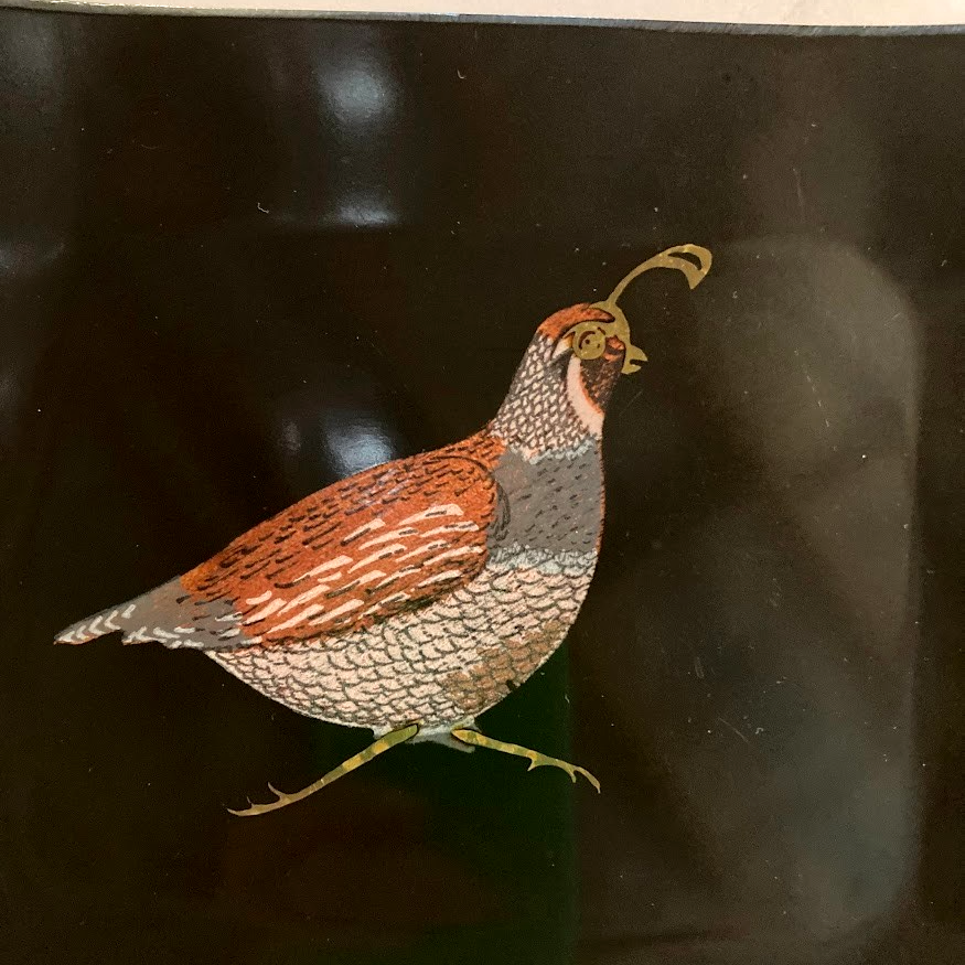 VTG 1970s Unique COUROC of Monterey, California Quail Inlaid Tray 6
