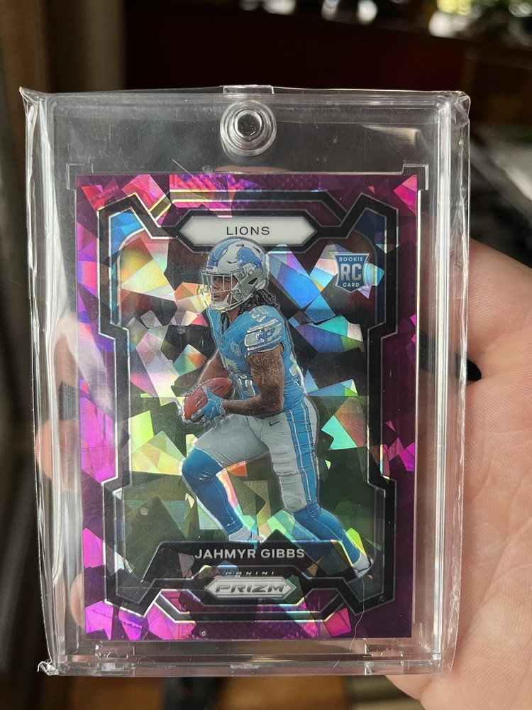 2023 JAHMYR GIBBS Panini Prizm #331 Purple Cracked Ice RC /225 Lion