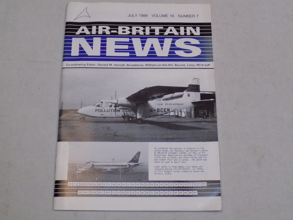 Air-Britain News Magazine 7 1989 Airplanes History BN-2A 26 Islander Boeing 727