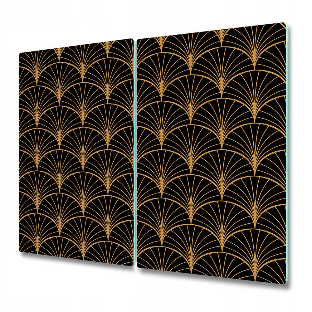 Glass Cutting Serving Board Geometric leaves texture yellow & black 2x30x52