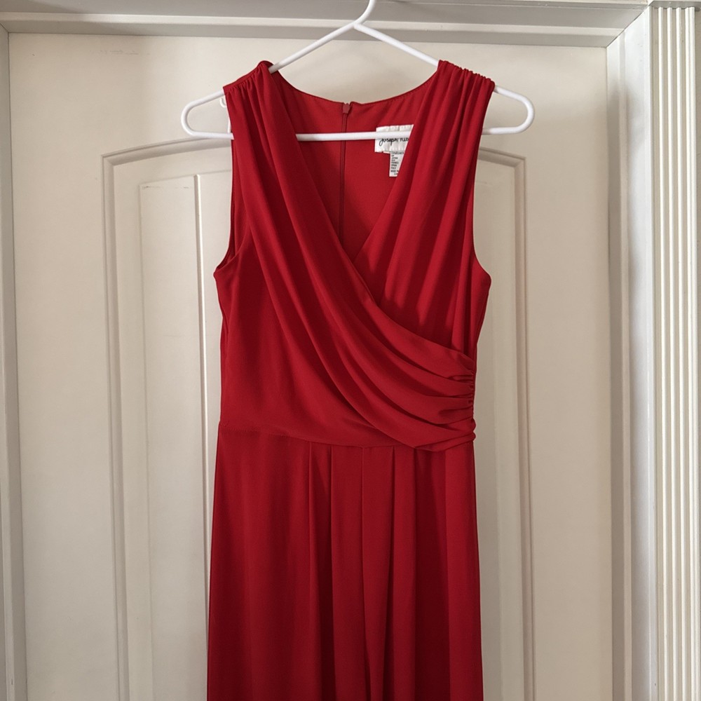 Joseph Ribkoff Red Jumpsuit Dressy Sleeveless Red Wide Leg Polyester Size 4